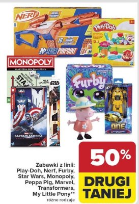 Zabawki z linii: Play-Doh, Nerf, Furby, Star Wars, Monopoly, Peppa Pig, Marvel, Transformers, My Little Pony promocja w Carrefour