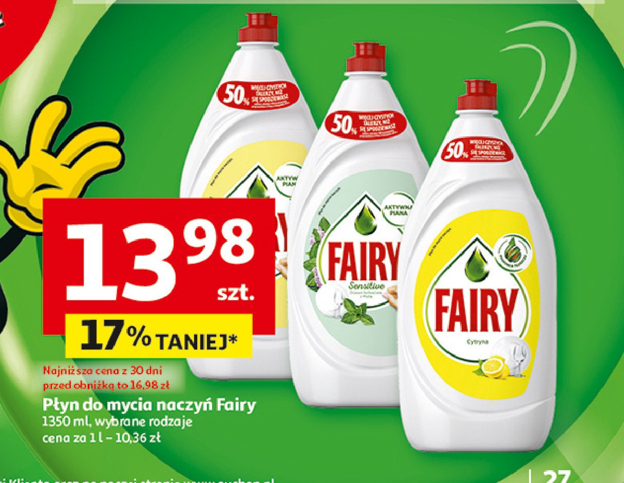 Płyn do mycia naczyń chamomile Fairy sensitive promocja w Auchan