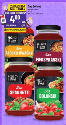 Sos Go tove różne rodzaje (Słodko-Kwaśny, Meksykański, Spaghetti, Boloński) promocja w POLOmarket