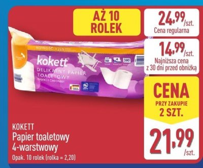 Papier toaletowy Kokett 4-warstwowy promocja w Aldi