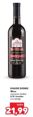 Wino Kagor Dionis czerwone słodkie promocja w Kaufland