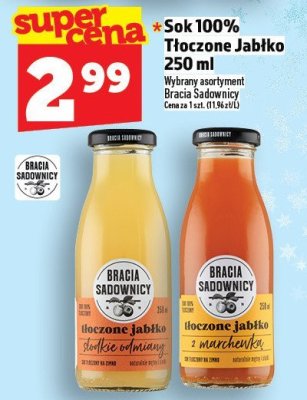 Sok 100% Tłoczone Jabłko 250 ml Bracia Sadownicy promocja w TOPAZ