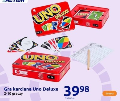 Gra karciana Uno Deluxe 2-10 graczy promocja w Action