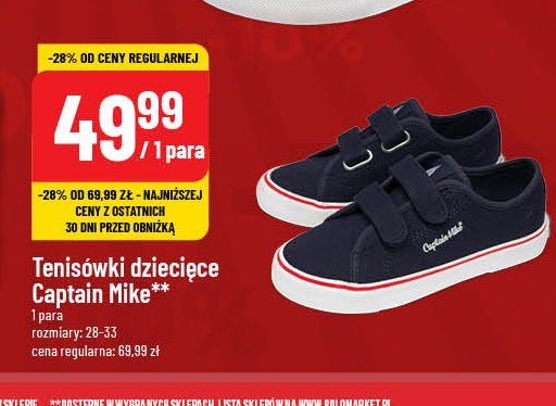 Tenisówki dziecięce 28-33 Captain mike promocja