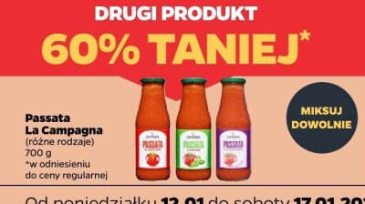 Passata pomidorowa, różne rodzaje DRUGA -60% promocja w Netto