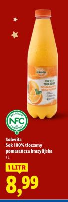 Sok 100% tłoczony pomarańcza brazylijska Solevita promocja w Lidl