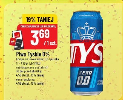 Piwo Tyskie 0% promocja w POLOmarket