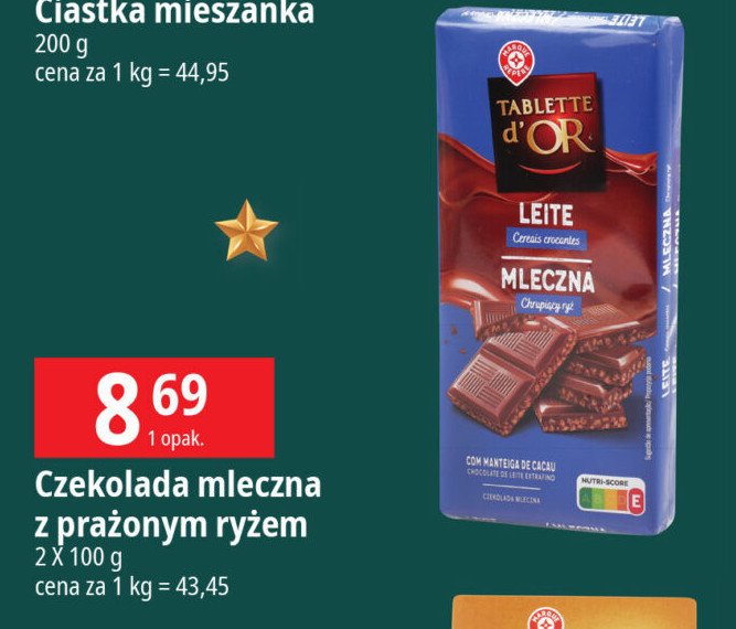 Czekolada mleczna z prażonym ryżem Wiodąca marka tablette d'or promocja w Leclerc