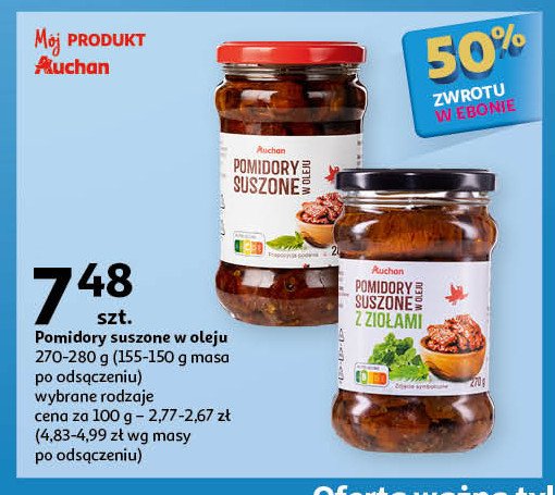 Pomidory suszone w oleju z pestkami dyni i ziołami Auchan promocja w Auchan