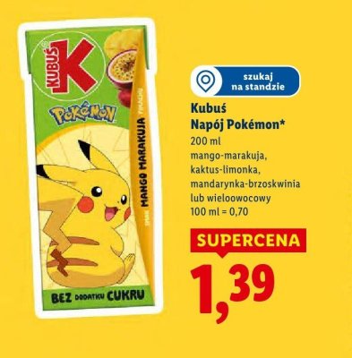 Napój Kubuś Pokémon promocja w Lidl