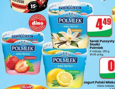 Serek Puszysty Słodki Polmlek różne smaki promocja w Dino