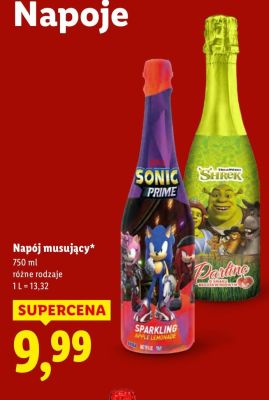Napój musujący Sonic Prime, Shrek Pauline, różne rodzaje promocja w Lidl