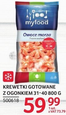 Krewetki gotowane z ogonkiem myfood 31-40 800 g promocja w Selgros