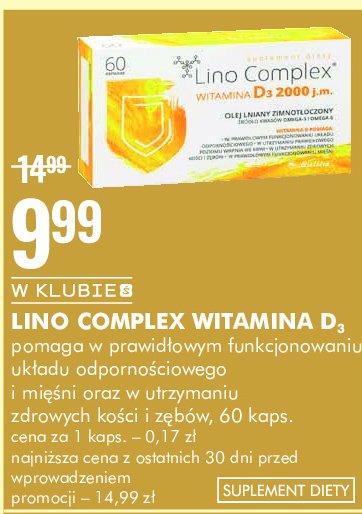 Kapsułki witamina d3 2000 j.m. LINOCOMPLEX promocja