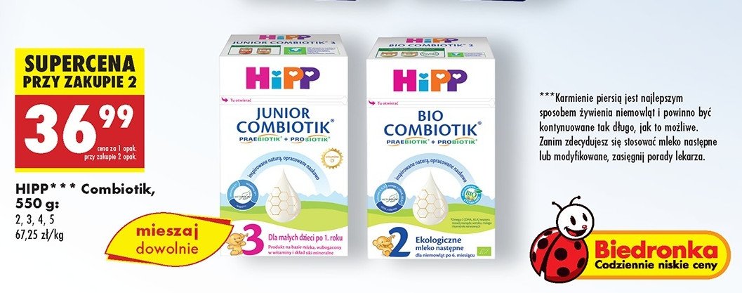 Mleko 5 Hipp junior combiotik promocja w Biedronka
