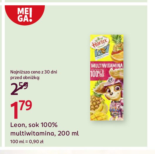 Sok 100 % multiwitamina Hortex leon promocja