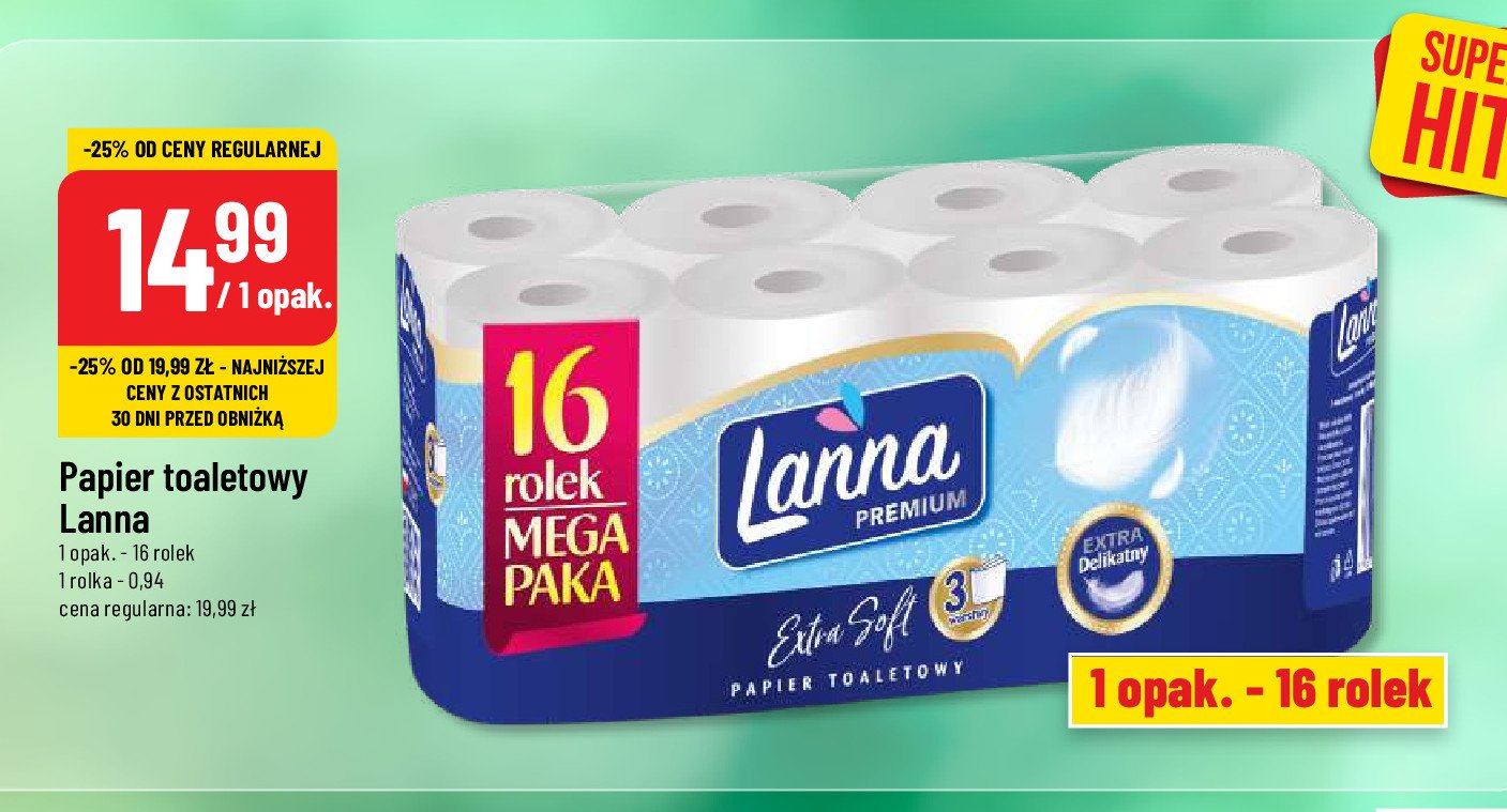 Papier toaletowy extra soft Lanna premium promocja