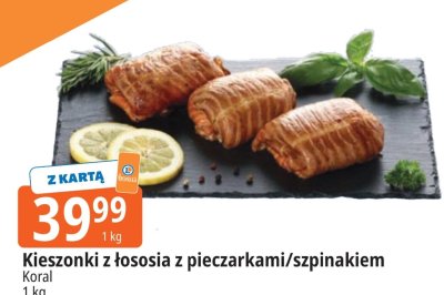 Kieszonki z łososia z pieczarkami/szpinakiem Koral promocja w Leclerc