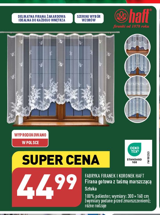 Firana gotowa 160 x 300 cm Haft promocja