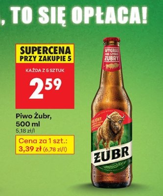 Piwo Żubr promocja w Biedronka