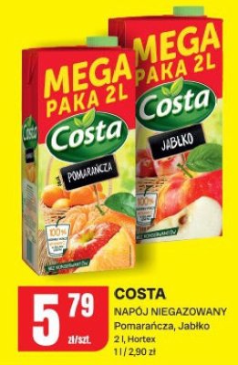 Sok Costa Napój Niegazowany Pomarańcza, Jabłko 2 l Hortex promocja w Chorten