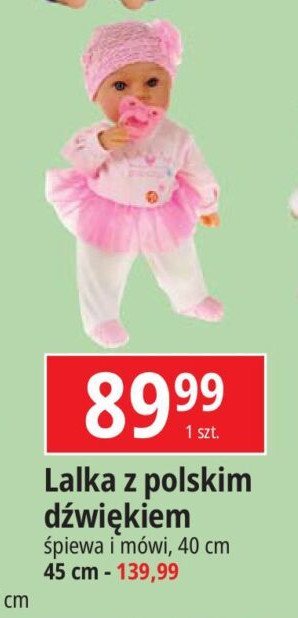 Lalka bobas z polskim dźwiękiem 45 cm promocja w Leclerc