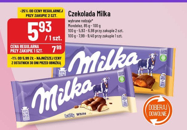 Czekolada caramel Milka bubbly promocja