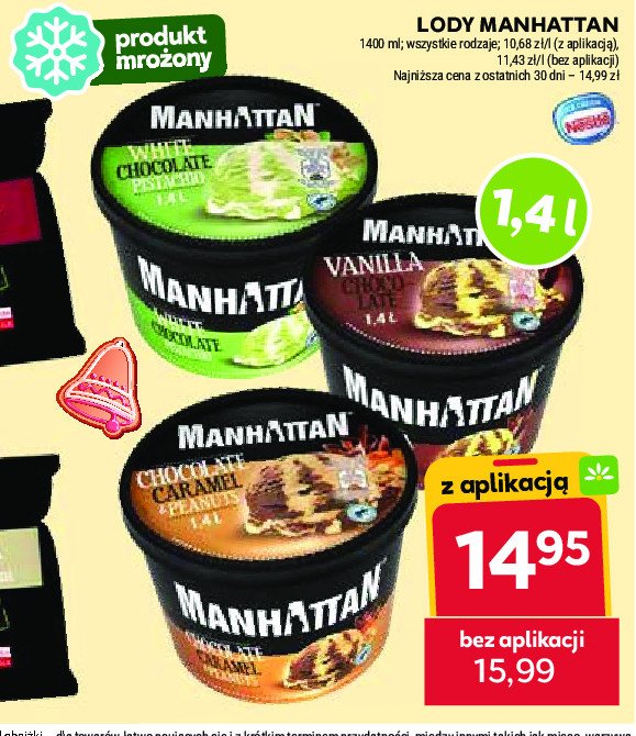 Lody biała czekolada z pistacjami Nestle manhattan Manhattan (nestle) promocja w Stokrotka