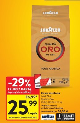 Kawa mielona LAVAZZA Qualita Oro 250 g promocja w Intermarche