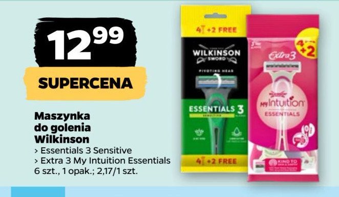 Maszynki do golenia Wilkinson my intuition essentials promocja w Netto