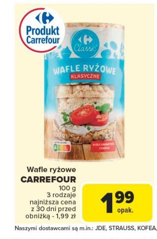 Wafle ryżowe klasyczne Carrefour classic promocja w Carrefour