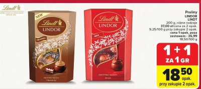 Praliny LINDOR, LINDT 200 g promocja w Carrefour Market