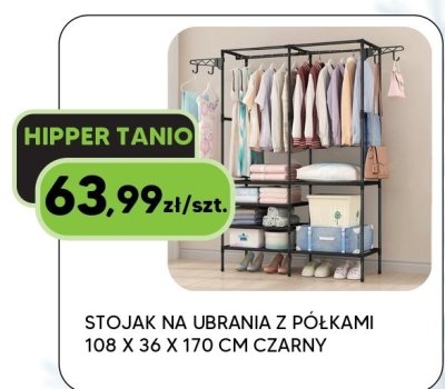 Stojak na ubrania z półkami 108 x 36 x 170 cm czarny promocja w HIPPER.pl
