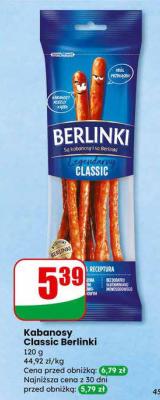 Kabanosy Classic Berlinki promocja w Dino