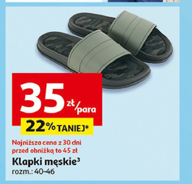 Klapki męskie 40-46 Auchan inextenso promocja w Auchan