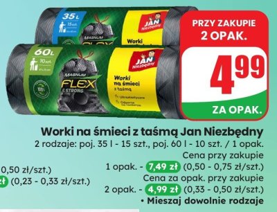 Worki na śmieci z taśmą 60 l promocja w Dino