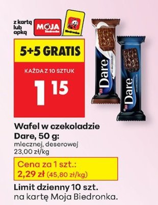 Wafel w czekoladzie Dare, 50 g promocja w Biedronka