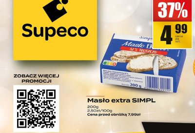 Masło extra SIMPL 200g promocja w Supeco