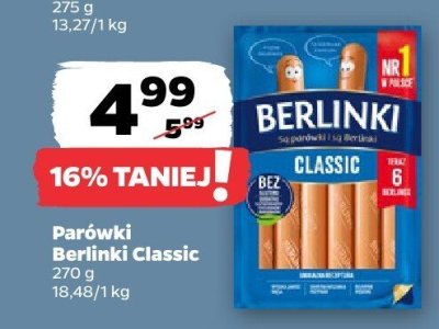 Parówki Berlinki Classic promocja w Netto