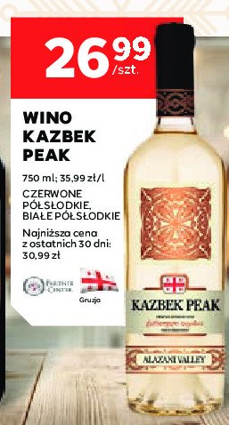 Wino czerwone półsłodkie Kazbek peak alazani valley promocja