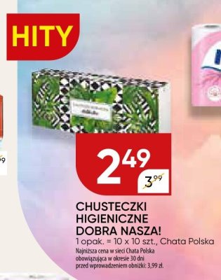 Chusteczki higieniczne promocja w Chata Polska