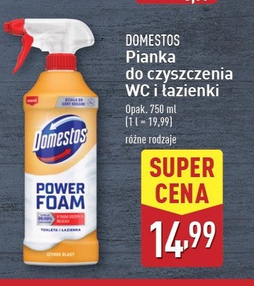 Spray do czyszczenia citrus blast Domestos power foam promocja w Aldi