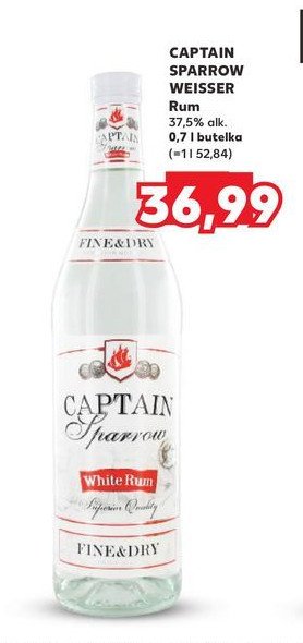 Rum CAPTAIN SPARROW WHITE promocja w Kaufland