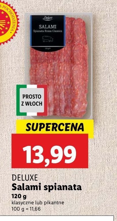 Salami spianata klasyczne Deluxe promocja w Lidl