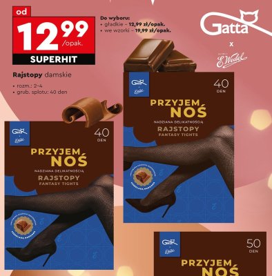 Rajstopy damskie Gatta x E.Wedel 40 DEN we wzorki promocja w Biedronka