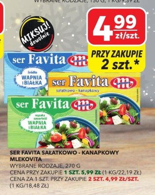 Ser Favita sałatkowo-kanapkowy Mlekovita wybrane rodzaje 270g promocja w Top Market