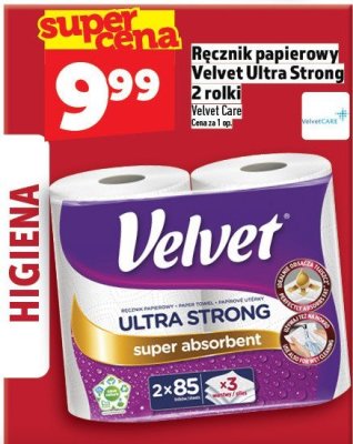 Ręcznik papierowy Velvet Ultra Strong 2 rolki promocja w TOPAZ