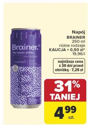 Napój Brainer różne rodzaje promocja w Carrefour