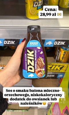 Sos słodki Dzik o smaku batona mleczno-orzechowego zero cukru promocja w Intermarche