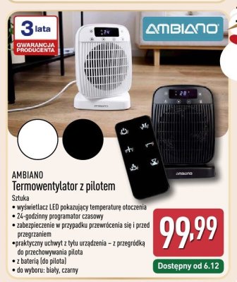 Termowentylator z pilotem promocja w Aldi